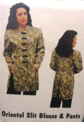 ORIENTAL MANDARIN LONG SLIT BLOUSE, PANTS PATTERN XS-XXL
